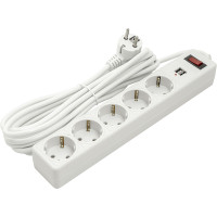 Мережевий фільтр PowerPlant 5 м, 3x1.5мм2, 10А, 5 розеток, 2xUSB 2.1A, євростандарт (JY-1056U/5) (PPSA10M50S5U)