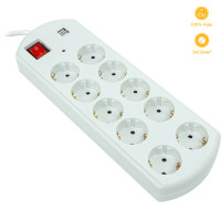 Мережевий фільтр PowerPlant 5м, 3x1.5мм2, 10А, 10 розеток, 2xUSB, євро, 100% мідь (YS-N6065/5) (EX610556)