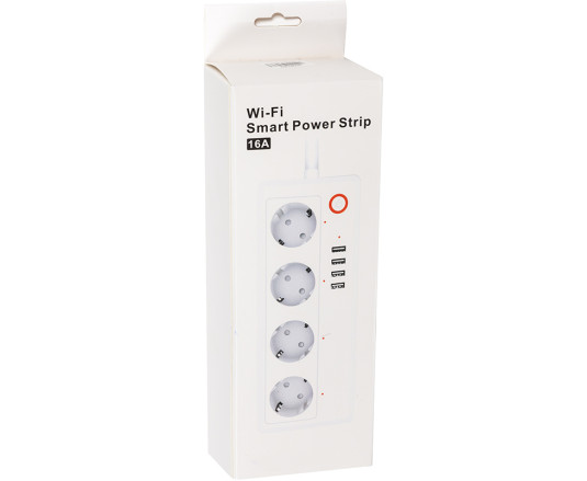 Мережевий фільтр TUYA Smart 1.8м, 16A, 4 розетки, 4xUSB, з вимикачем (HS082383)