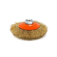 Conical brush 100 mm, for angle grinder, M14, corrugated wire, brass-plated Polax (54-167)