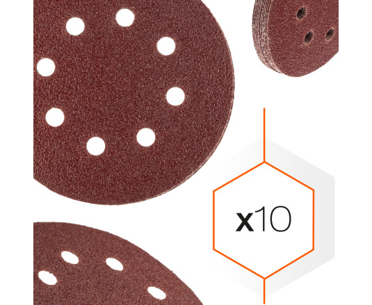 Шліфувальний круг К36 Polax на липучці з отворами 125 мм, 10 шт (54-212)
