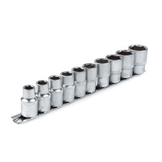 Набор головок торцевых Polax на планке 10 шт.: 10, 11, 12, 13, 14, 15, 17, 19, 22, 24 mm, 1/2  (25-075)