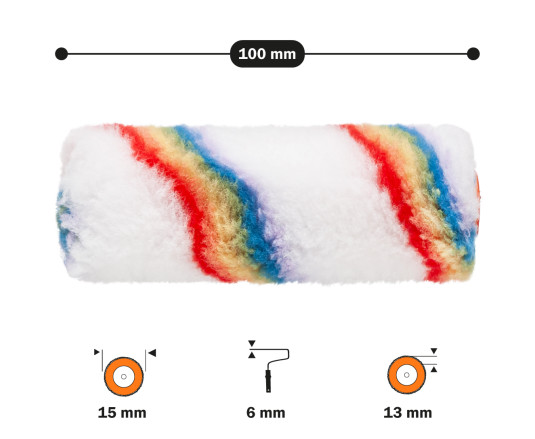 Paint roller "Elitacolor" 6x15x100 mm professional Polax (20-005)