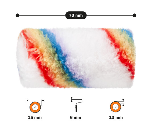Paint roller "Elitacolor" 6x15x70 mm professional Polax (20-007)