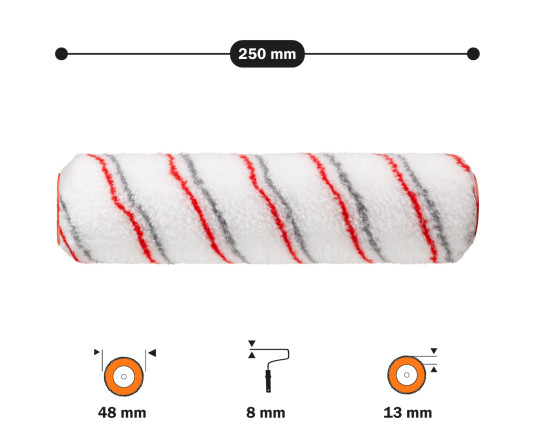 Roller "Multicolor" 8x48x250 mm Polax (19-002)