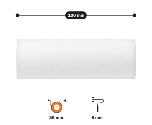 Paint roller "Foam rubber" 6x35x100 mm professional Polax (1-03)