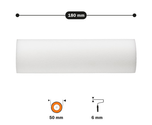 Paint roller "Foam rubber" 6x50x180 mm professional Polax (1-08)