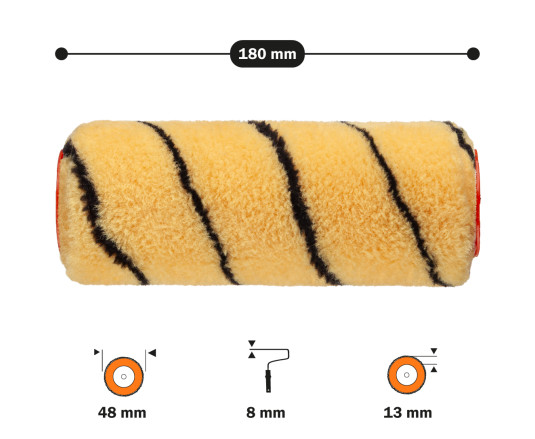 Paint roller "Premium" 8x48x180 mm professional Polax (18-001)