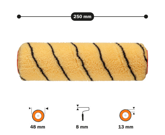 Paint roller "Premium" 8x48x250 mm professional Polax (18-002)