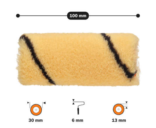 Paint roller "Premium" 6x30x100 mm professional Polax (18-003)