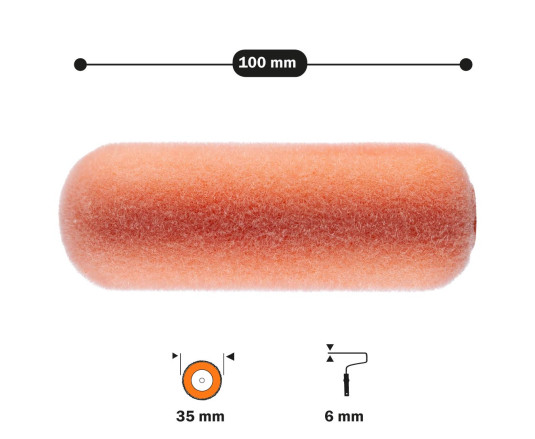 Roller "Moltoflock" 6х35х100 mm Polax (56-003)