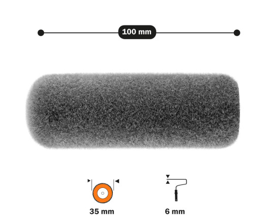 Roller "Moltflock Premium" 6х35х100 mm Polax (56-009)