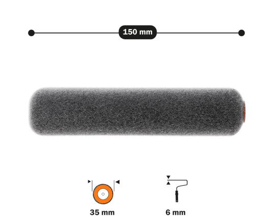 Roller "Moltflock Premium" 6х35х150 mm Polax (56-010)