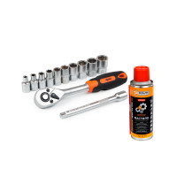 Set of socket attachments and universal lubricant "Liquid key" Polax (332-07)