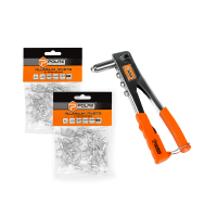 Polax set chrome rivet gun and rivets 4 x 10 mm, 2 pack (337-02)