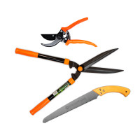 Polax garden tool set: spring pruner, hacksaw, bush trimming shears (770-12)