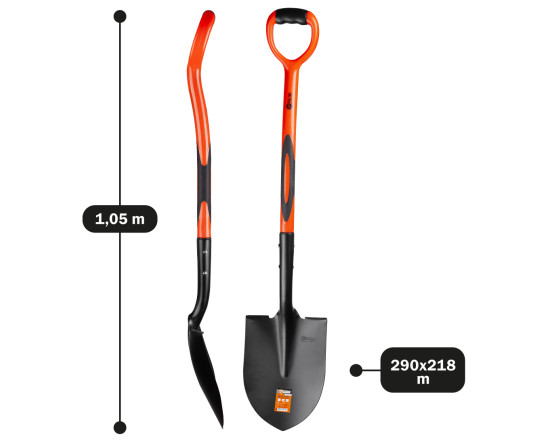 Bayonet shovel Polax with fiberglass handle 290х218 mm (70-133)