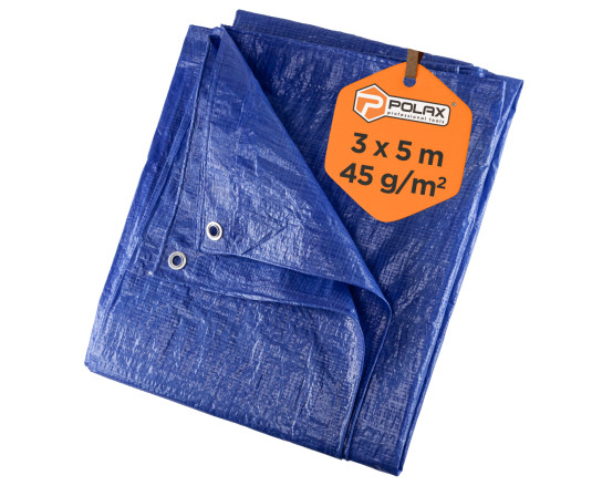 Tarpaulin Cover Polax 3 × 5m, 45 g/m², with Eyelets, Double-Sided Lamination (70-097)