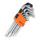 Набор шестигранных TORX ключей Polax Г-образных, 9 предметов, Т10-Т50, Cr-V (25-007)