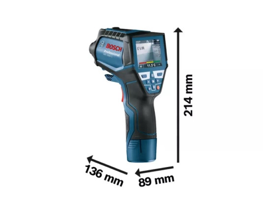 Термодетектор акумуляторний Bosch Professional GIS 1000 C, 12В, акб 1х2А·год, -40°C…+1000°C, ±1.0°C, IP54, 0.1–5м, 0.54кг, кейс