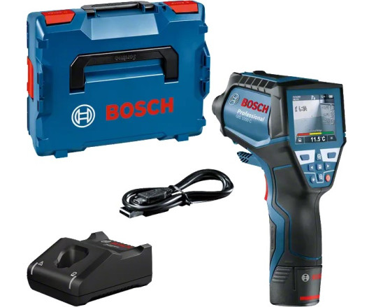 Термодетектор акумуляторний Bosch Professional GIS 1000 C, 12В, акб 1х2А·год, -40°C…+1000°C, ±1.0°C, IP54, 0.1–5м, 0.54кг, кейс