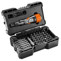 Neo Tools Screwdriver, cordless, micro-USB, 3.6V Li-Ion, 800mA•h, 280rpm, 42 bits, SL,PH,PZ,Torx, case