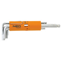 Neo Tools Hex keys, set of 8 pcs, long, ball end, CrV, 2-10mm