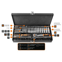 Neo Tools tool set, socket set, 63pcs, 1/4\