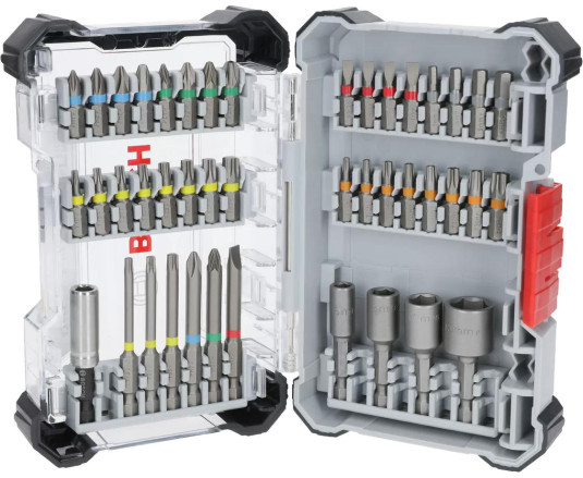 Bosch Extra Hard Screwdriver Bit Set, 46-piece set, magnetic bit holder, PH, PZ, T, SL, HEX, case