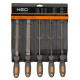 Neo Tools Files for metal, set 5pcs, two-component handle, 200mm