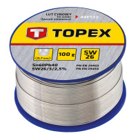 Припій олов\'яний TOPEX Sn60Pb40 флюс SW26 дріт 0.7мм 100гр