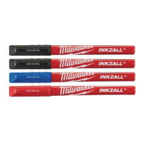 Milwaukee InkZAll marker set of 4 pcs, blue/red/black 2 pcs