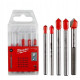 Milwaukee GENII glass and tile drill bit set, 5pcs, 4-8mm, case