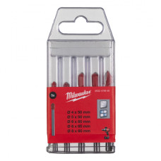 Milwaukee GENII glass and tile drill bit set, 5pcs, 4-8mm, case