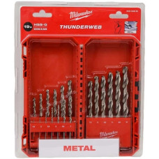 Milwaukee set of HSS-G THUNDERWEB metal drills, 19 pcs, 1-10 mm, case