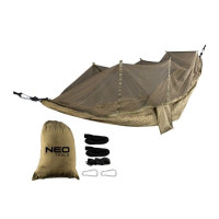 Гамак Neo Tools, з москітною сіткою, матеріал нейлон 210T, 330x140см, до 200кг, шнури, сумка для перенесення, зелений