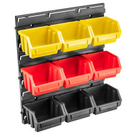 TOPEX Universal workshop panel, 9 containers 7.5x11.6x11.2cm, 12.5x34.5x38.5cm, plastic