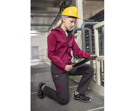 Neo Tools Working jacket Softshell Woman Line, fleece lining, hood, S(36), red