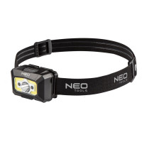 Neo Tools Headlight rechargeable, 1200mAh, 250lm, 3W, 5 lighting functions, red light, motion sensor, charge indicator
