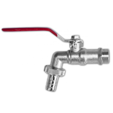 Кран шаровой РЗ 1/2", штуцер под шланг 1/2", никелированный латунный, GKK031213