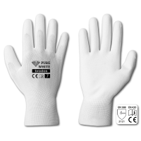 PURE WHITE polyurethane protective gloves, size 9, RWPWH9