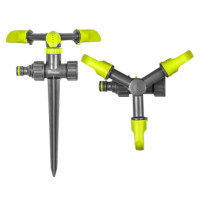 Rotary sprinkler 3-horn on a stake LIME LINE in a blister pack, LE-6102