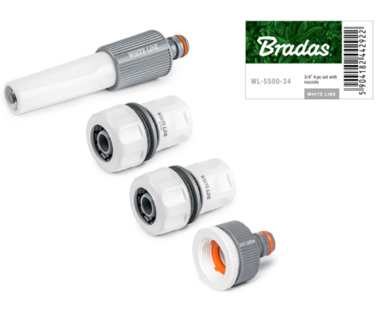 Комплект з 4 елементів на шланг 3/4", WHITE LINE, WL-5500-34