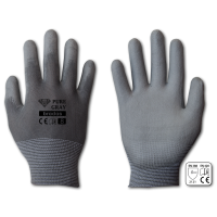 Protective gloves PURE GRAY polyurethane, size 8, RWPGY8
