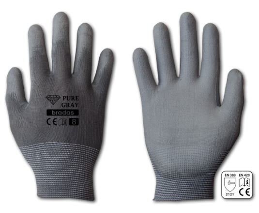 Рукавички захисні PURE GRAY поліуретан, розмір 9, RWPGY9