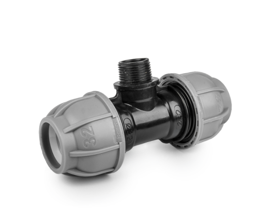 Трійник для труб PE 25 мм / РЗ 1/2" PN10, DSRA10T25M12