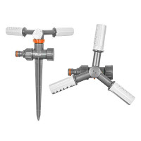 Rotating sprinkler 3-horn plastic on a stake WHITE LINE, blister, WL-6107