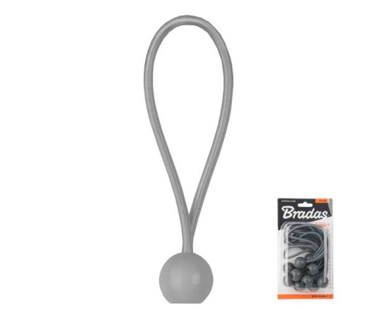 Петля еластична гумова з кулькою 15см х 10шт. BUNGEE CORD BALL, BCB-0515GY-B
