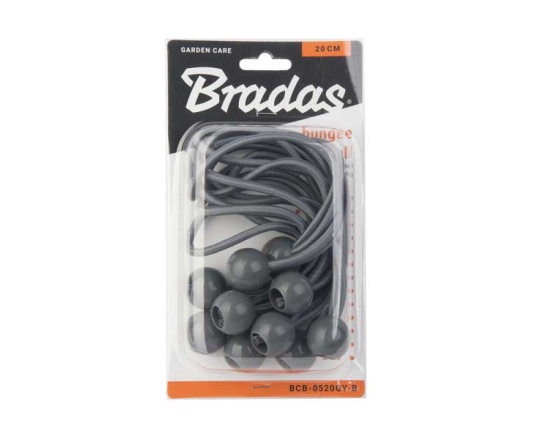 Петля еластична гумова з кулькою 15см х 10шт. BUNGEE CORD BALL, BCB-0515GY-B