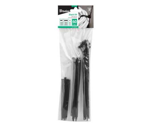Cable tie set 3 sizes, 60 pcs., TS1101BSET